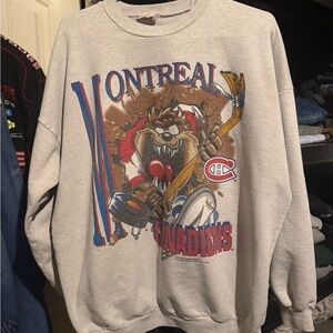 Vintage 90s Montreal Canadiens NHL Tazmania Warner Bros Sweatshirt